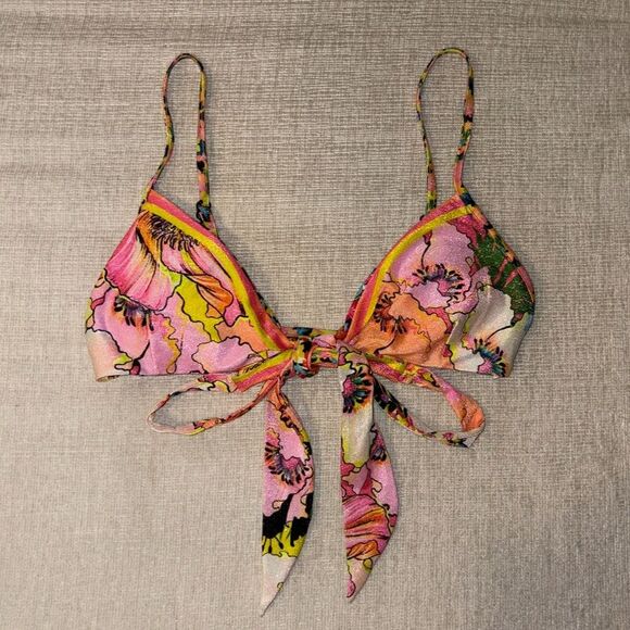 FP x Agua Bendita Nechi Praia Sustainable Bikini Top Floral Metallic Medium NEW - Picture 8 of 12